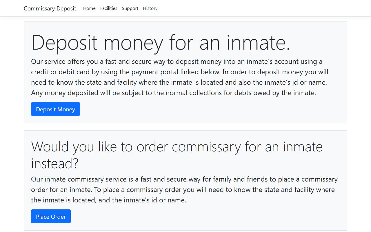 CommissaryDeposit inmate money vendor linked by Colquitt County Sheriff