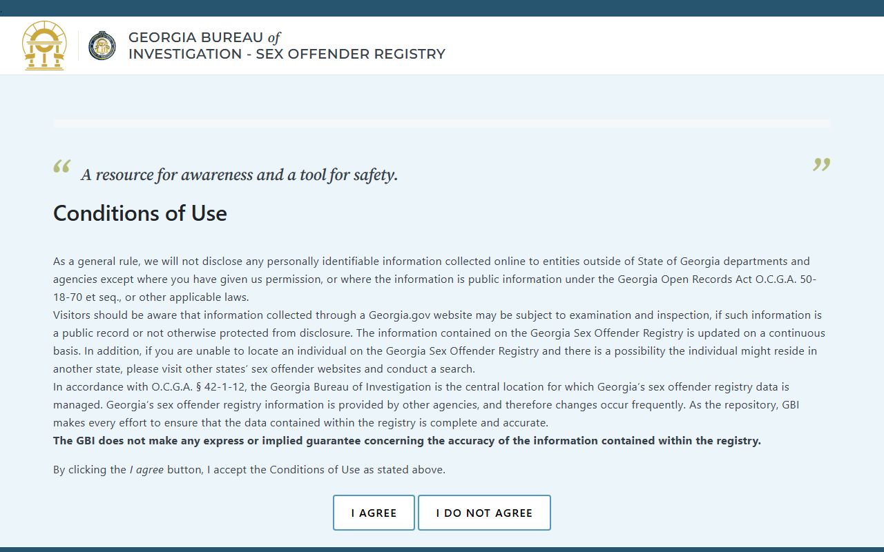 Colquitt County warrant search GBI registry source