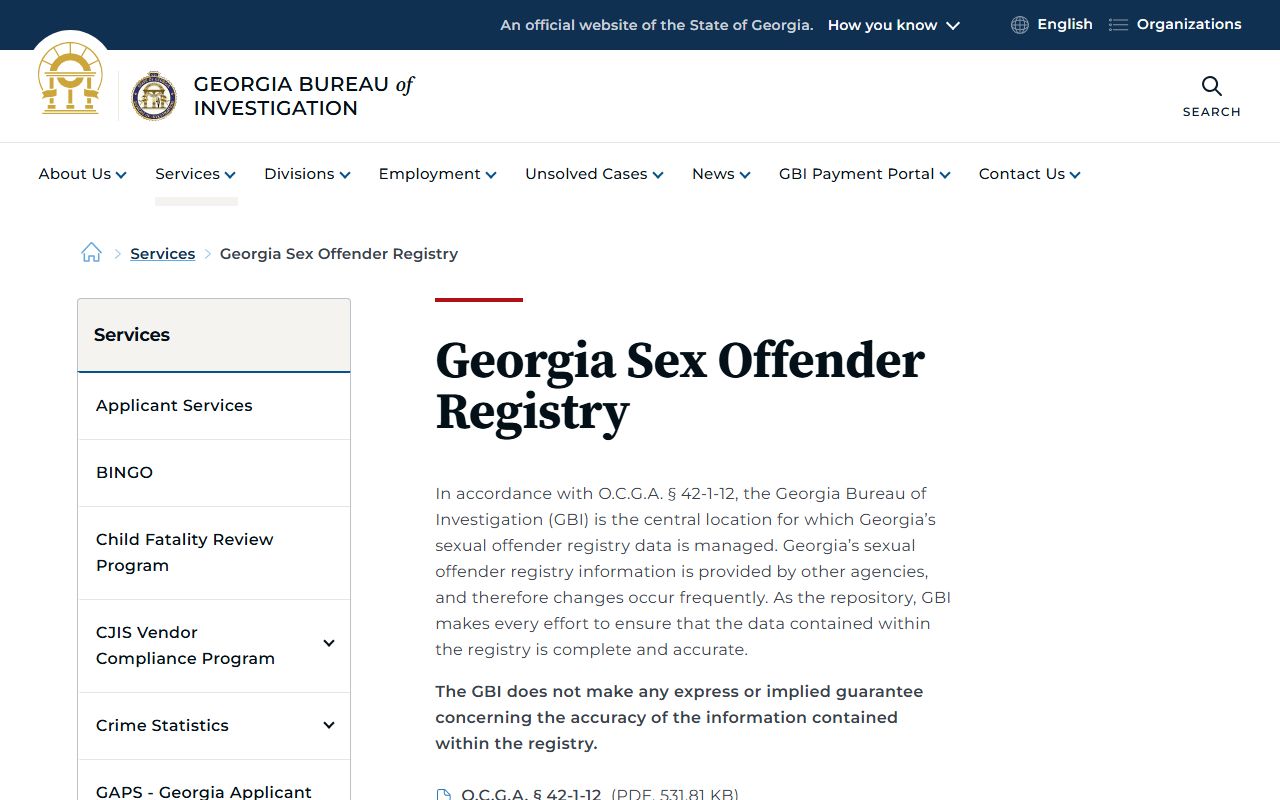 Colquitt County warrant records GBI sex offender service source